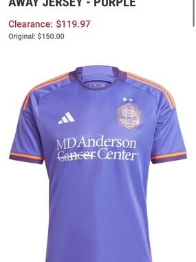 adidas Purple Houston Dynamo Away Jersey with Orange Accents